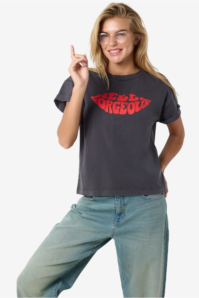 NMBOHDI GABY S/S WASHED T-SHIRT JRS 27030135 OBSIDIAN